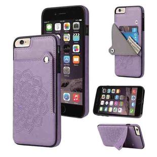 Embossed Pattern PU + TPU Protective Case with Holder & Wallet & Card Slots For iPhone 6 Plus & 6s Plus(Purple)