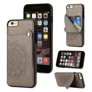Embossed Pattern PU + TPU Protective Case with Holder & Wallet & Card Slots For iPhone 6 & 6s(Grey)