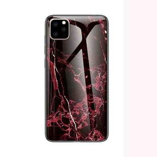 For iPhone 11 Pro Marble Glass Protective Case(Red)