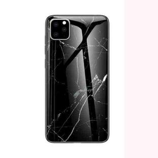 For iPhone 11 Pro Max Marble Glass Protective Case(Black)