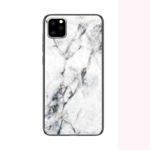 For iPhone 11 Pro Max Marble Glass Protective Case(White)