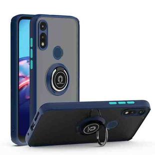 For Motorola Moto E7 (2020) Q Shadow 1 Generation Series TPU + PC Protective Case with 360 Degrees Rotate Ring Holder(Royal Blue + Light Blue)