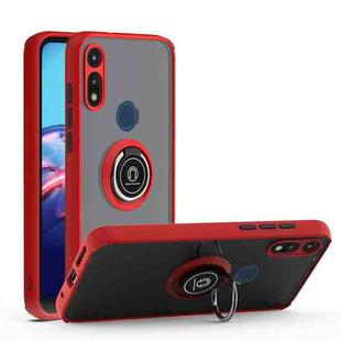 For Motorola Moto E7 (2020) Q Shadow 1 Generation Series TPU + PC Protective Case with 360 Degrees Rotate Ring Holder(Red+Black)