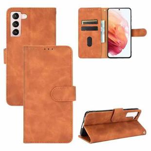 For Samsung Galaxy S21+ 5G Solid Color Skin Feel Magnetic Buckle Horizontal Flip Calf Texture PU Leather Case with Holder & Card Slots & Wallet(Brown)