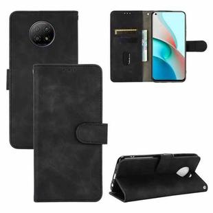 For Xiaomi Redmi Note 9 5G Solid Color Skin Feel Magnetic Buckle Horizontal Flip Calf Texture PU Leather Case with Holder & Card Slots & Wallet(Black)