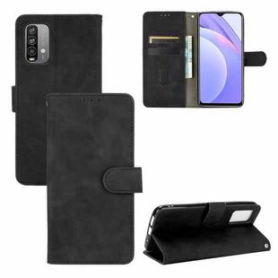 For Xiaomi Redmi Note 9 4G Solid Color Skin Feel Magnetic Buckle Horizontal Flip Calf Texture PU Leather Case with Holder & Card Slots & Wallet(Black)