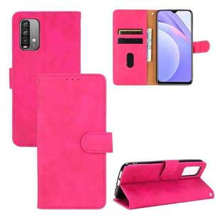 For Xiaomi Redmi Note 9 4G Solid Color Skin Feel Magnetic Buckle Horizontal Flip Calf Texture PU Leather Case with Holder & Card Slots & Wallet(Rose Red)