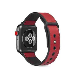 Paste Leather TPU Watch Band For Apple Watch Series 7 45mm / 6 & SE & 5 & 4 44mm / 3 & 2 & 1 42mm(Red)