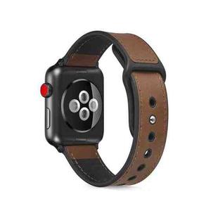 Paste Leather TPU Watch Band For Apple Watch Series 7 45mm / 6 & SE & 5 & 4 44mm / 3 & 2 & 1 42mm(Brown)