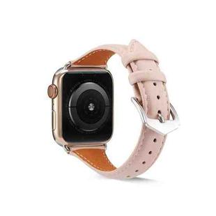 Genuine Leather Watch Band For Apple Watch Series 7 45mm / 6 & SE & 5 & 4 44mm / 3 & 2 & 1 42mm(Pink)