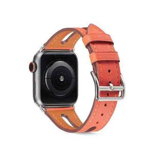 Top-grain Leather Watch Band For Apple Watch Series 8&7 41mm / SE 2&6&SE&5&4 40mm / 3&2&1 38mm(Red)