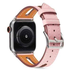 Top-grain Leather Watch Band For Apple Watch Ultra 49mm / Series 8&7 45mm / SE 2&6&SE&5&4 44mm / 3&2&1 42mm(Pink)