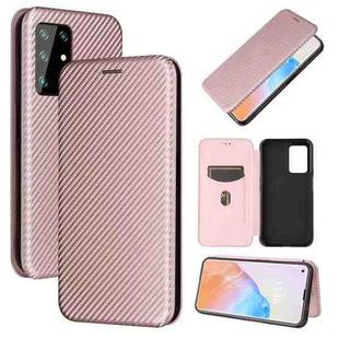 For Cubot X30 Carbon Fiber Texture Horizontal Flip TPU + PC + PU Leather Case with Card Slot(Pink)