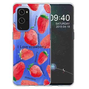 For OnePlus 9 Colored Drawing Pattern Highly Transparent TPU Protective Case(Love Strawberry)