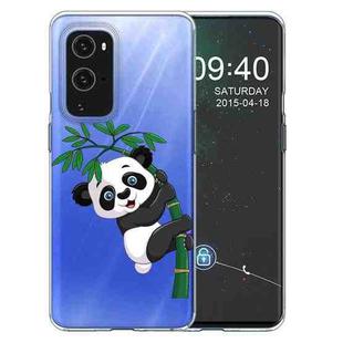 For OnePlus 9 Colored Drawing Pattern Highly Transparent TPU Protective Case(Panda Climbing Bamboo)