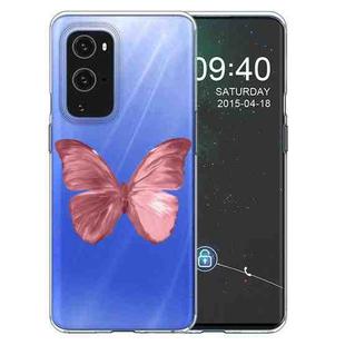 For OnePlus 9 Colored Drawing Pattern Highly Transparent TPU Protective Case(Red Butterfly)