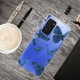 For OnePlus 9 Pro Colored Drawing Pattern Highly Transparent TPU Protective Case(Blue Butterflies)