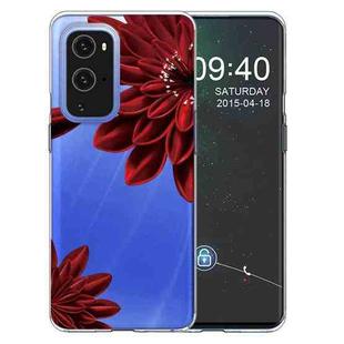 For OnePlus 9 Pro Colored Drawing Pattern Highly Transparent TPU Protective Case(Red Flower)