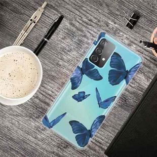 For Samsung Galaxy A32 5G Colored Drawing Pattern Highly Transparent TPU Protective Case(Blue Butterflies)