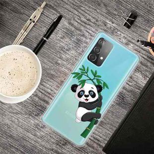 For Samsung Galaxy A32 5G Colored Drawing Pattern Highly Transparent TPU Protective Case(Panda Climbing Bamboo)
