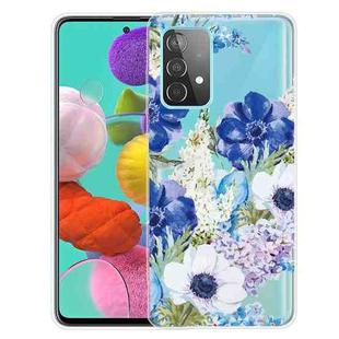 For Samsung Galaxy A52 5G / 4G Colored Drawing Pattern Highly Transparent TPU Protective Case(Blue and White Roses)