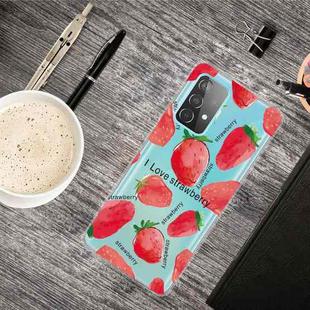 For Samsung Galaxy A52 5G / 4G Colored Drawing Pattern Highly Transparent TPU Protective Case(Love Strawberry)