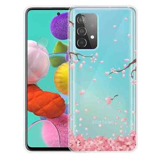 For Samsung Galaxy A52 5G / 4G Colored Drawing Pattern Highly Transparent TPU Protective Case(Fallen Cherry Blossoms)