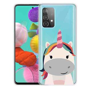 For Samsung Galaxy A52 5G / 4G Colored Drawing Pattern Highly Transparent TPU Protective Case(Fat Unicorn)