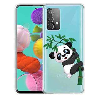 For Samsung Galaxy A52 5G / 4G Colored Drawing Pattern Highly Transparent TPU Protective Case(Panda Climbing Bamboo)