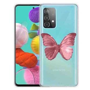 For Samsung Galaxy A52 5G / 4G Colored Drawing Pattern Highly Transparent TPU Protective Case(Red Butterfly)