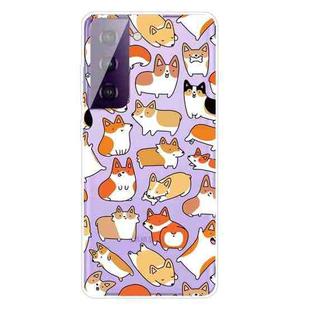 For Samsung Galaxy S21 5G Colored Drawing Pattern Highly Transparent TPU Protective Case(Corgi)