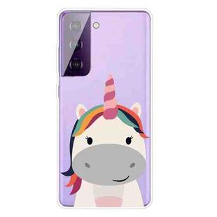 For Samsung Galaxy S21 5G Colored Drawing Pattern Highly Transparent TPU Protective Case(Fat Unicorn)