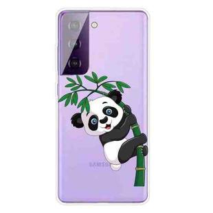 For Samsung Galaxy S21 5G Colored Drawing Pattern Highly Transparent TPU Protective Case(Panda Climbing Bamboo)