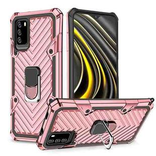 For Xiaomi Redmi Note 9 4G/Poco M3 Cool Armor PC + TPU Shockproof Case with 360 Degree Rotation Ring Holder(Rose Gold)