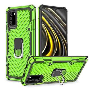 For Xiaomi Redmi Note 9 4G/Poco M3 Cool Armor PC + TPU Shockproof Case with 360 Degree Rotation Ring Holder(Green)