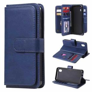 For Samsung Galaxy A01 Core Multifunctional Magnetic Copper Buckle Horizontal Flip Solid Color Leather Case with 10 Card Slots & Wallet & Holder & Photo Frame(Dark Blue)