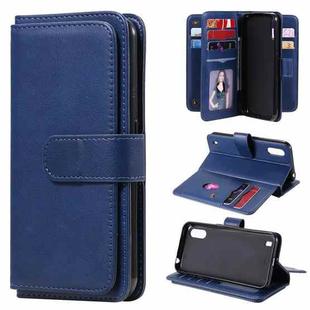 For Samsung Galaxy M01 Multifunctional Magnetic Copper Buckle Horizontal Flip Solid Color Leather Case with 10 Card Slots & Wallet & Holder & Photo Frame(Dark Blue)