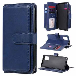 For Samsung Galaxy M31s Multifunctional Magnetic Copper Buckle Horizontal Flip Solid Color Leather Case with 10 Card Slots & Wallet & Holder & Photo Frame(Dark Blue)