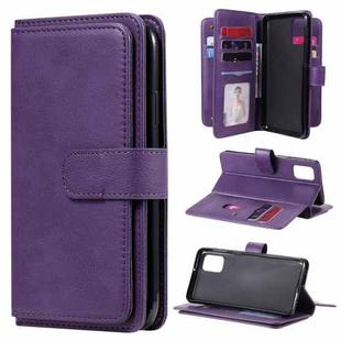 For Samsung Galaxy M31s Multifunctional Magnetic Copper Buckle Horizontal Flip Solid Color Leather Case with 10 Card Slots & Wallet & Holder & Photo Frame(Purple)