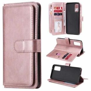 For Samsung Galaxy S20 FE 5G Multifunctional Magnetic Copper Buckle Horizontal Flip Solid Color Leather Case with 10 Card Slots & Wallet & Holder & Photo Frame(Rose Gold)