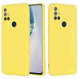 For OnePlus Nord N10 5G Pure Color Liquid Silicone Shockproof Full Coverage Case(Yellow)