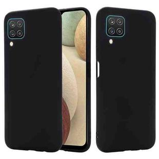 For Samsung Galaxy A12 Pure Color Liquid Silicone Shockproof Full Coverage Case(Black)