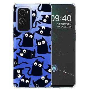 For OnePlus 9 Colored Drawing Pattern Highly Transparent TPU Protective Case(Funny Cat)