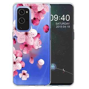 For OnePlus 9 Colored Drawing Pattern Highly Transparent TPU Protective Case(Cherry Blossoms)