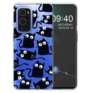 For OnePlus 9 Pro Colored Drawing Pattern Highly Transparent TPU Protective Case(Funny Cat)