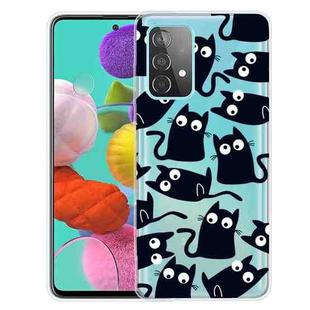 For Samsung Galaxy A32 5G Colored Drawing Pattern Highly Transparent TPU Protective Case(Funny Cat)