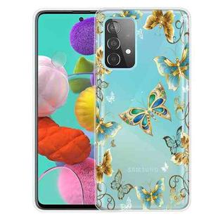 For Samsung Galaxy A32 5G Colored Drawing Pattern Highly Transparent TPU Protective Case(Gold Butterflies)