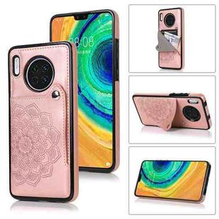 For Huawei Mate 30 Pro Embossed Pattern PU + TPU Protective Case with Holder & Wallet & Card Slots(Rose Gold)