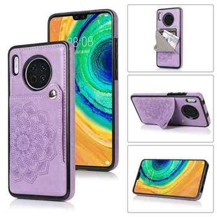 For Huawei Mate 30 Pro Embossed Pattern PU + TPU Protective Case with Holder & Wallet & Card Slots(Purple)