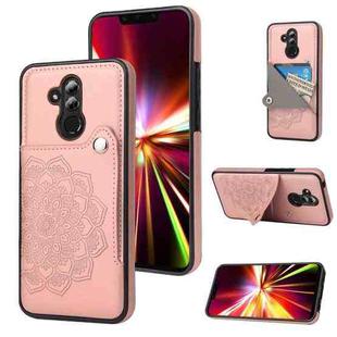 For Huawei Mate 20 Lite Embossed Pattern PU + TPU Protective Case with Holder & Wallet & Card Slots(Rose Gold)